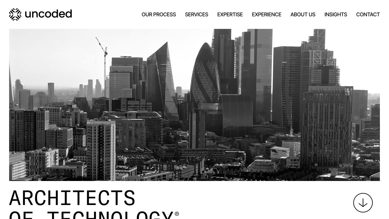 Uncoded website homepage